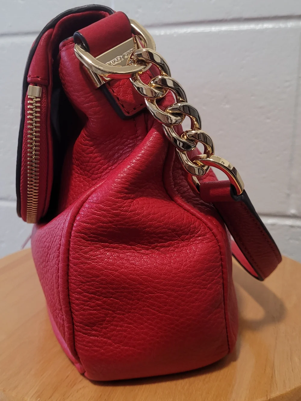 Michael Kors Red Leather Shoulder Bag with Tassel
